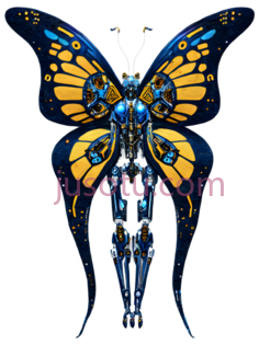 机械蝴蝶,科幻,蓝色,黄色PNG