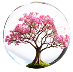 树,盆景,粉色PNG