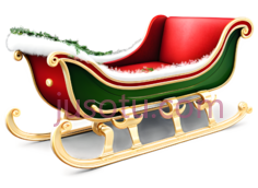 雪橇,节日,红色, 绿色, 金色PNG