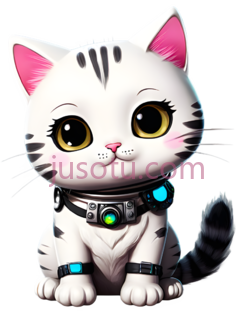卡通猫,可爱,白色带黑色条纹,粉色耳朵,脸颊PNG