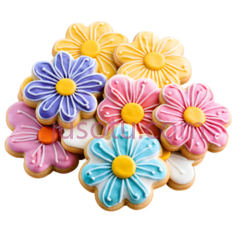 花朵饼干,彩色,可爱PNG