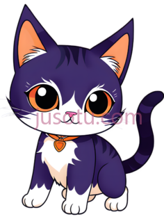 猫,卡通,紫色,白色PNG