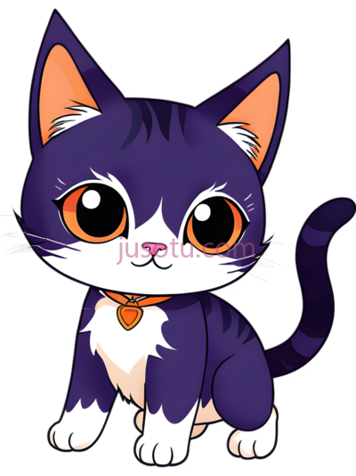 猫,卡通,紫色,白色, PNG