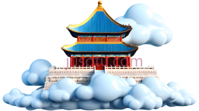 亭子,卡通,蓝色,黄色, PNG