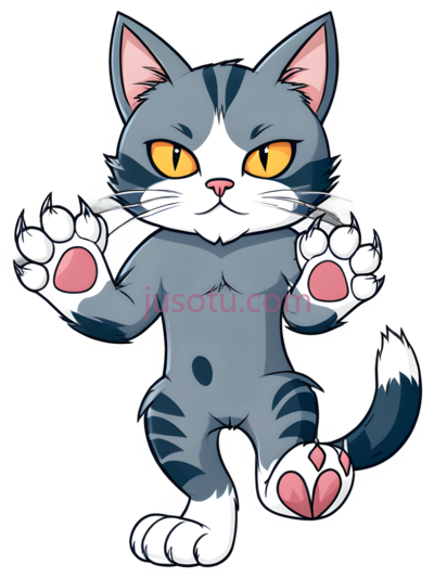 猫,卡通,灰色,白色,黑色, PNG