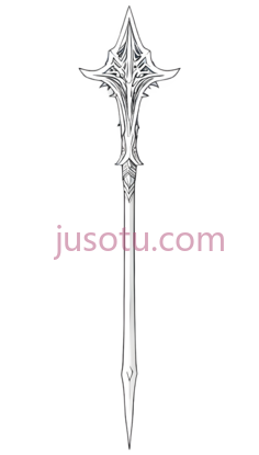 权杖,复杂装饰性,白色PNG