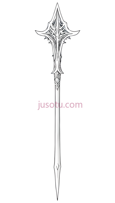 权杖,复杂装饰性,白色, PNG