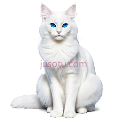 猫,坐姿,白色, PNG