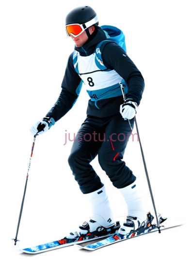滑雪者,运动装,黑色, 白色, 蓝色, PNG