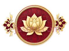 莲花,中式图案,金色,红色PNG