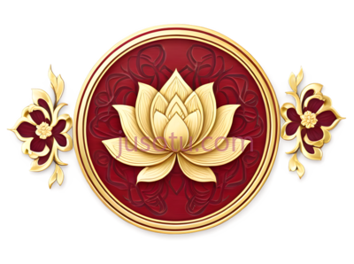 莲花,中式图案,金色,红色, PNG