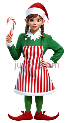 圣诞精灵,卡通,绿色,红色PNG