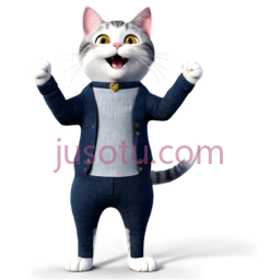 卡通猫,穿着蓝色衣服,白色,灰色,蓝色PNG