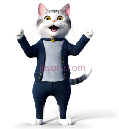 卡通猫,穿着蓝色衣服,白色,灰色,蓝色, PNG