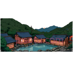 小木屋,日式建筑,棕色屋顶,墙壁PNG