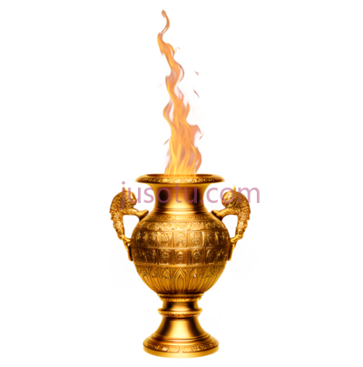 金色花瓶,火焰, PNG