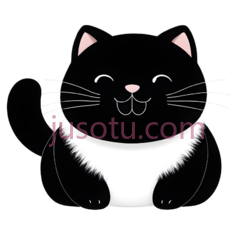 卡通猫,可爱,黑色,白色PNG