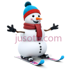 雪人,卡通,白色身体, 蓝色帽子, 红色围巾PNG