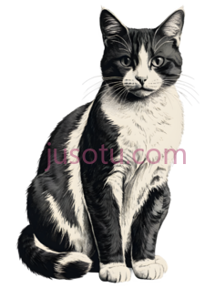 猫,插画,黑白PNG