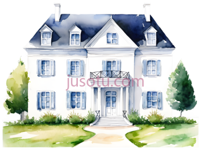 房子,水彩画,白色, PNG