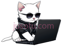 可爱小猫,笔记本电脑,墨镜,漫画PNG