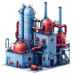 工厂,机械,红色,蓝色PNG