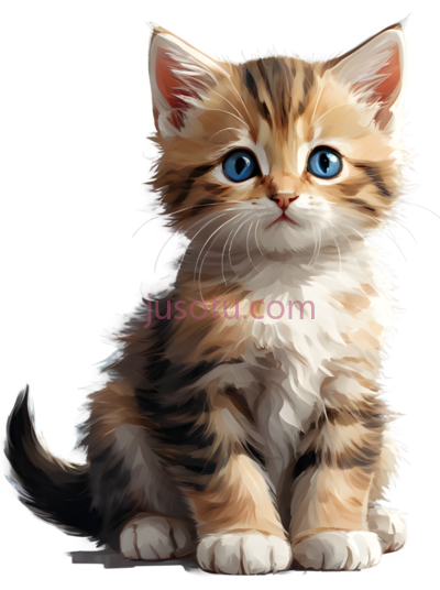 小猫,卡通,棕色,白色,黑色, PNG
