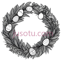 花环,线条画,黑白PNG