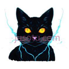 猫,卡通,黑色, 黄色, 蓝色PNG