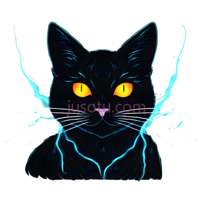 猫,卡通,黑色, 黄色, 蓝色, PNG