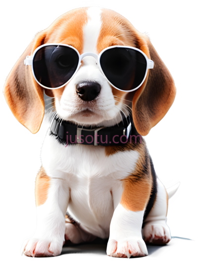 小猎犬犬,戴墨镜,白色,棕色,黑色, PNG