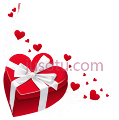 礼物盒,心形,红色PNG