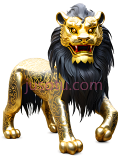 金色,狮子舞,肖像PNG