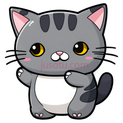 小猫,可爱卡通,灰色, PNG