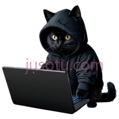 猫,穿着连帽衫,黑色PNG