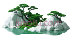 山水画,中国传统水墨画,绿色,白色PNG