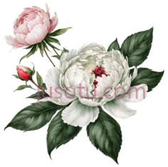 牡丹,水彩画,粉色,白色PNG