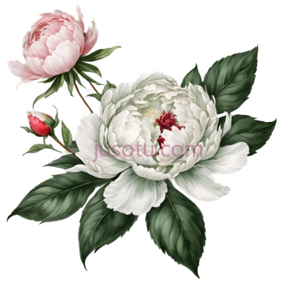 牡丹,水彩画,粉色,白色, PNG