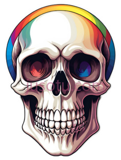 骷髅,卡通,彩虹色PNG