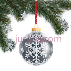 圣诞球,带雪花图案,白色PNG