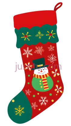 圣诞袜,卡通,红色,绿色,黄色PNG