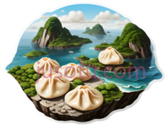 山水风景,卡通,蓝色,绿色,白色PNG