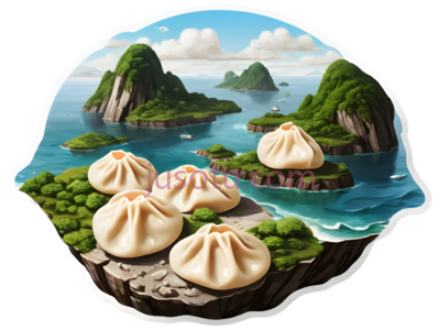 山水风景,卡通,蓝色,绿色,白色, PNG