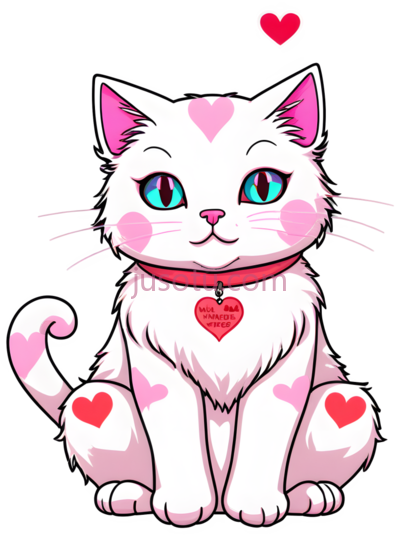 猫咪,卡通,白色,粉色, PNG