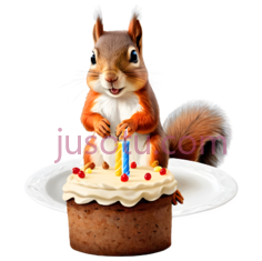 生日蛋糕,松鼠PNG