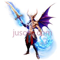 恶魔战士,幻想,蓝色, 紫色, 金色PNG