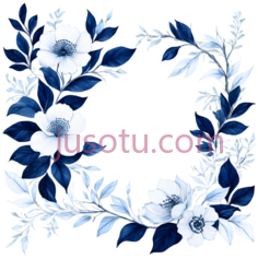 花卉,插画,白色,蓝色PNG