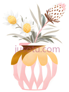 花瓶,插画,粉色,黄色PNG
