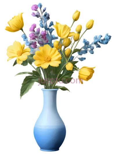 花,插花,黄色,紫色,蓝色, PNG