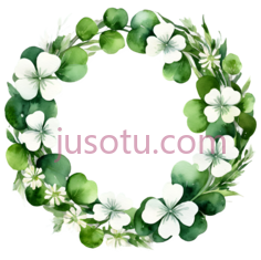 花环,水彩画,绿色,白色PNG